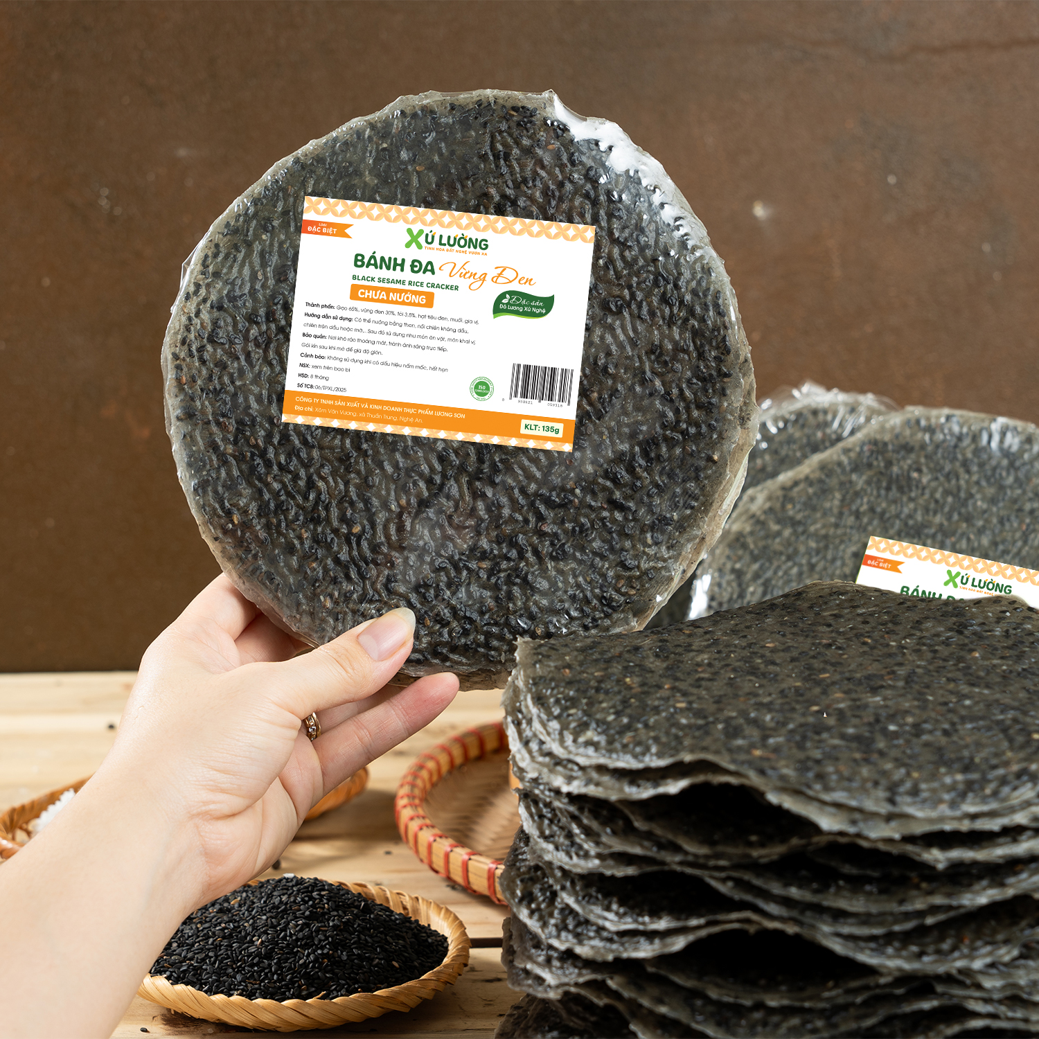 Bánh đa vừng đen chưa nướng đặc biệt